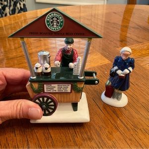 Department 56 Original Snow Village Starbucks Coffee Cart-set of 2